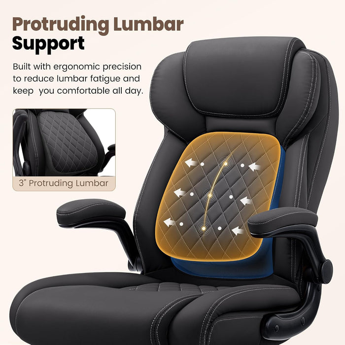 Ergonomic Office Chair, Big and Tall Leather Desk Chair with Lumbar Support