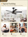 42 Inch Farmhouse Ceiling Fan with Lights 2 Pack, Rustic Black Ceiling Fans with Remote, 5 Dual Finish Blades, Quiet 6 Speed Reversible DC Motor, Caged Industrial Fan for Bedroom, Living Room, Patio