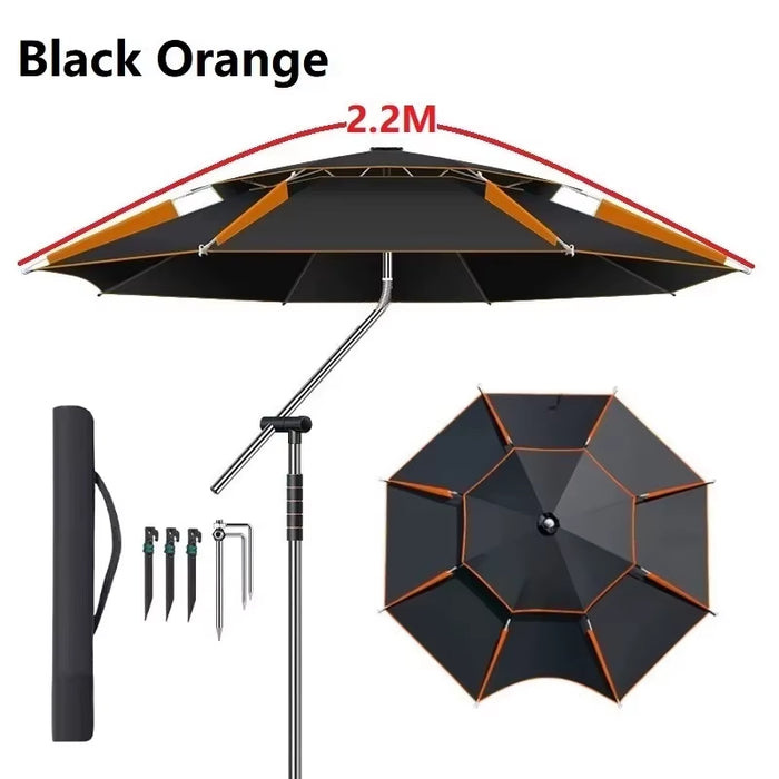 New Upgraded Fishing Umbrella Stainless Steel Rod Outdoor Large Parasol Camping Sunshade Beach Parasol Courtyard Awning 2-2.6M