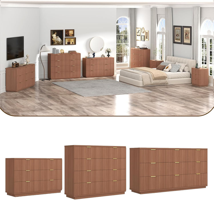 6 Drawer Dresser for Bedroom, 47.3" Wide Modern Chest of Drawers Dresser TV Stand, Wood Drawer Organizer for Living Room, Hallway