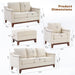 Beige ThreeSeater Upholstered Sofa With Nailhead Trim