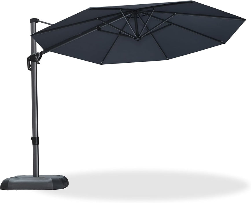 Cantilever Umbrella 10 Feet round Smooth 360° Rotation Grey | Rock-Solid Stability, Smooth One-Hand Adjustment, Expansive Shade Coverage, Stay Cool & Protected, Built for Lasting Comfort