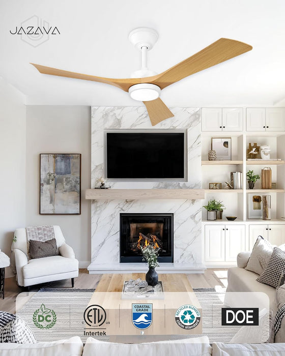 52'' Coastal Grade White Ceiling Fan with Light and Remote, Corrosion Resistant Indoor Outdoor Fan, Quiet Reversible Motor, 3CCT Dimmable LED, ABS Blade Fan for Living Room, Patio, ZCCF08WY-52