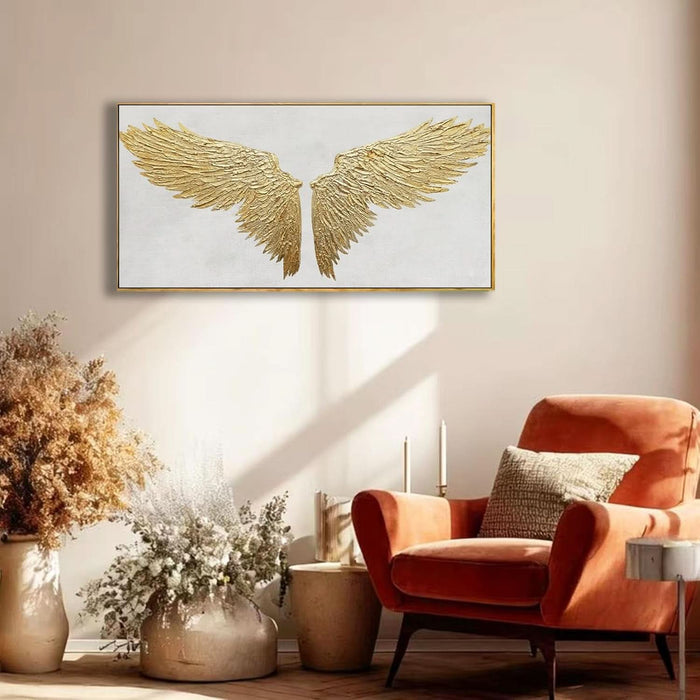 White and Gold Wall Decor Framed Modern Abstract Wall Art Bird Canvas Prints Paintings Neutral Wall Art for Bedroom Office Kitchen 20"X 40"