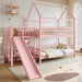 Pink FullOverFullBunkBed PlayhouseWithStairs Storage