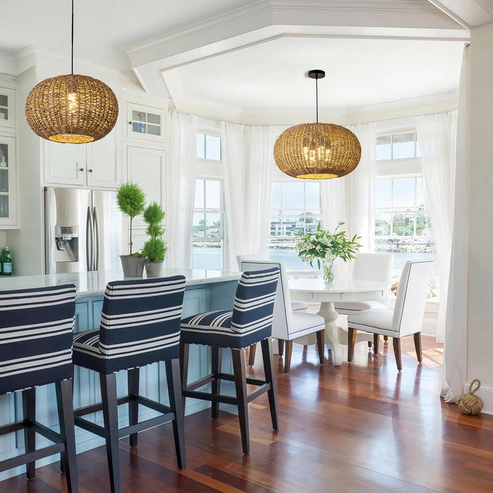 22In Rattan Chandelier Pendant Light Farmhouse Ceiling