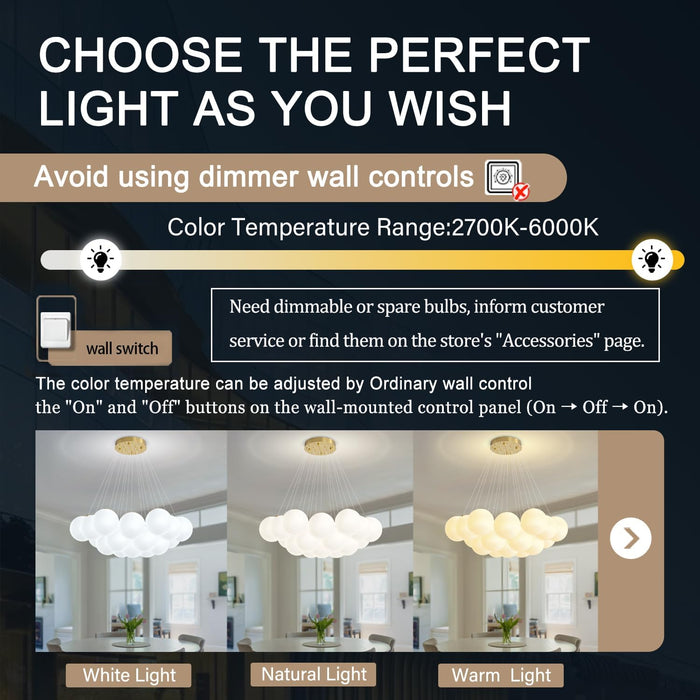 Modern Bubble Chandelier Lighting 19-Light Mid-Century White Glass Globe Chandeliers Cluster Pendant Light Gold Finish Hanging Lamp for Bedroom Living Room
