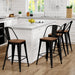 Metal Bar Stools Set of 4, 30" Black Bar Height Stools with Back
