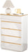 5 Drawer Dresser for Bedroom, 45" H Tall Dresser Chest of Drawers, High Gloss Wood Modern Storage Cabinet with Brown Top