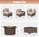 7 Pieces Patio Furniture Set with 44” Fire Pit Table Wicker Rattan Outdoor Sectional Conversation Set with Coffee Table and 4” Thickened Cushions, Beige (Waterproof Cover Included)
