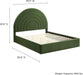 Solana Full Size Performance Velvet Platform Bed in Moss Green – Upholstered Double Bed Frame with Soft Arch Shaped Padded Headboard – Plinth Base Platform Bed Frame