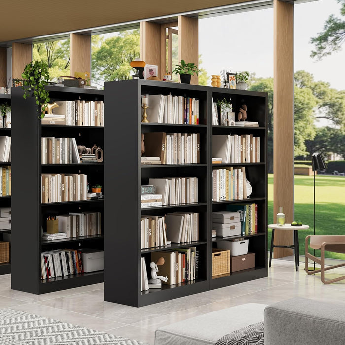 55” Tall 5 Tier Bookshelf with Adjustable Shelves
