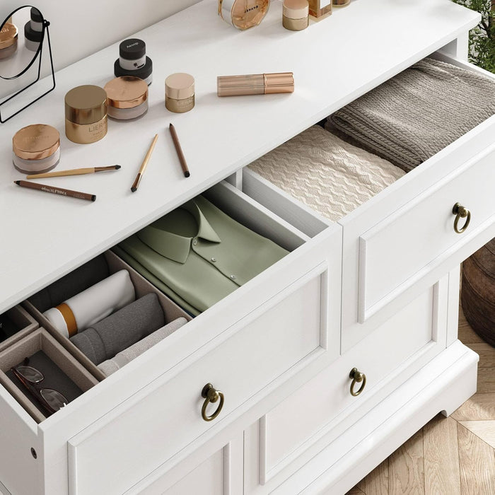 White 6-Drawer Dresser for Bedroom