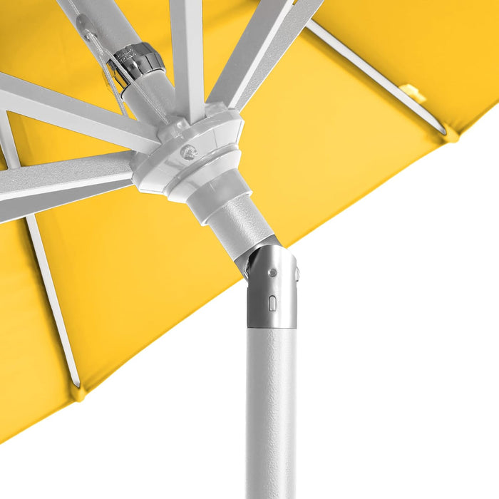 12-Year-Non-Fading, 9Ft Premium Sunbrella Patio Umbrella, Hand-Crank, Button-Tilt, White Frame, Sunflower Yellow Fabric