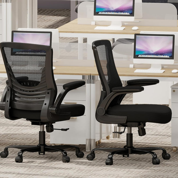 Ergonomic Office Chair, Comfy Mesh Desk Chair with Flip-Up Armrests