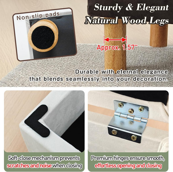 Small Ottoman with Storage Footstool Compact Foot Rest Stool for Living Room Under-Desk Entryway or Bedroom 10.63" Low-Height Storage Ottoman Cube Lightweight & Stylish (Print)