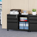 3 Drawer File Cabinet with Lock, Metal Lateral Rolling Printer Stand Office Storage Filing Cabinets for Home Office,A4, Letter,File Folders(Black)