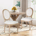 Dining Chairs Set of 2 Beige Fabric Square Back with Solid Wood Legs and Frame for French Country Kitchen Dining Room