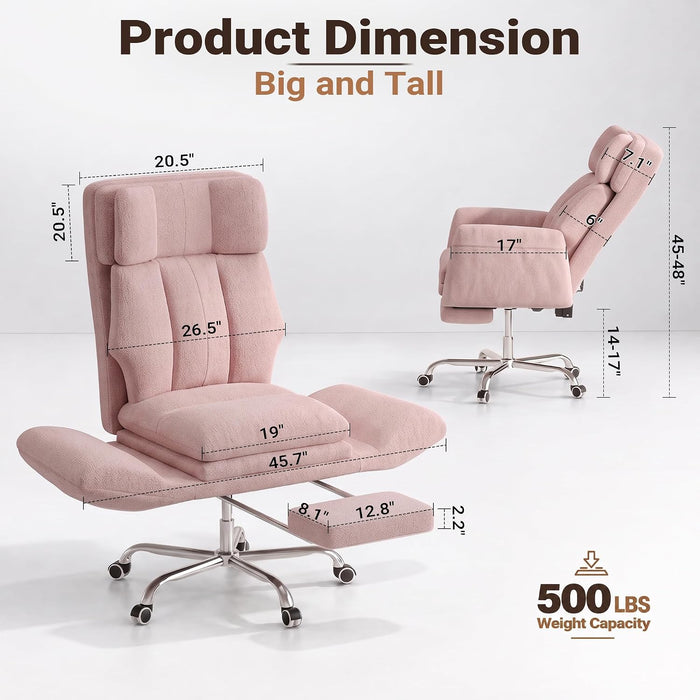 Criss Cross Office Chair with Footrest, Flip Armrests and Adjustable Lumbar Support, Ergonomic Reclining Desk Chair for Pets, Wide Seat Cross-Legged Computer Chair for Home Office, Chenille