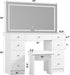 White 43 Inch Makeup Vanity Desk LEDIlluminatedMirror