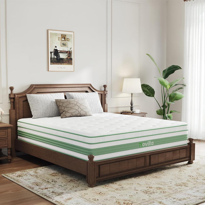 Queen Mattress 14 Inch, Queen Size Hybrid Mattress in a Box with Motion Isolation,Gel Memory Foam with Pocket Springs for Support & Pressure Relief, Medium Firm Pillow Top Mattresses