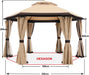 10'X10' Gazebos for Patios Outdoor Hexagonal Gazebo with Netting and Privacy Curtains Beige