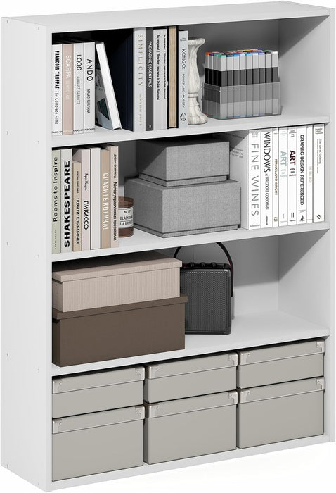 White 4Tier OpenBack Book Shelf With DisplayOrganizer