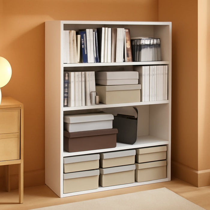 White 4Tier OpenBack Book Shelf With DisplayOrganizer