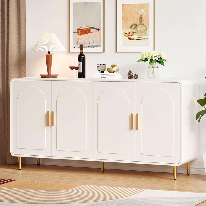60" Sideboard Buffet Cabinet, Large Credenza Storage Cabinet, White