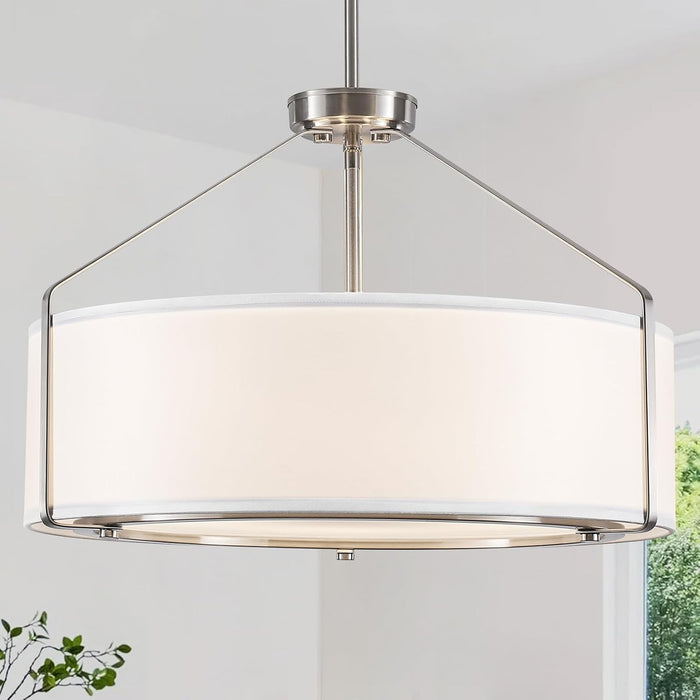 20Inches White Drum Chandelier Large Pendant Lights for Dining Room