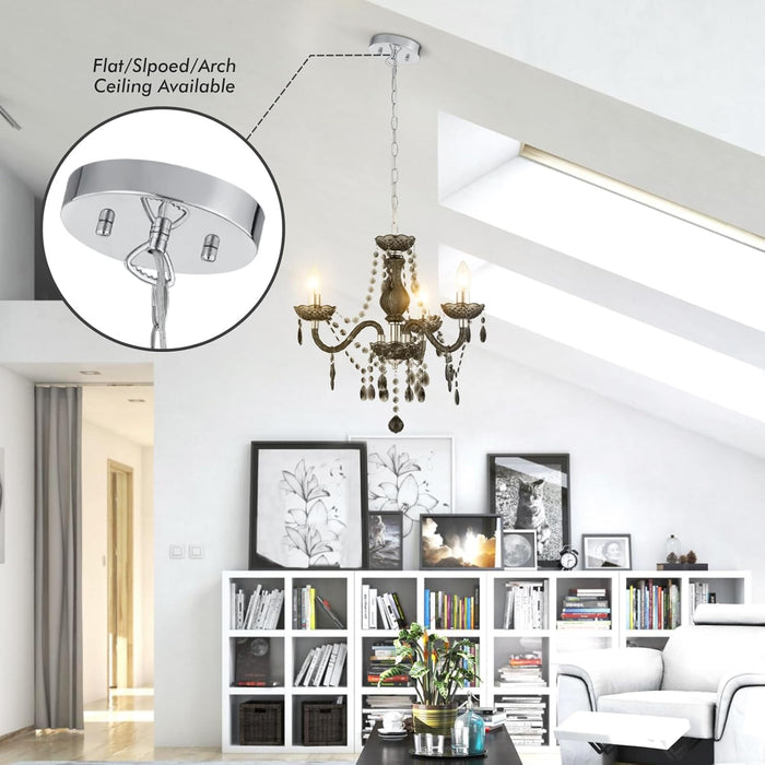 Black Chandelier Small Crystal Chandeliers Lighting Mini Acrylic Chandelier 3 Light Modern Pendant Light Fixtures for Restaurant, Bar, Dining Room, Bathroom