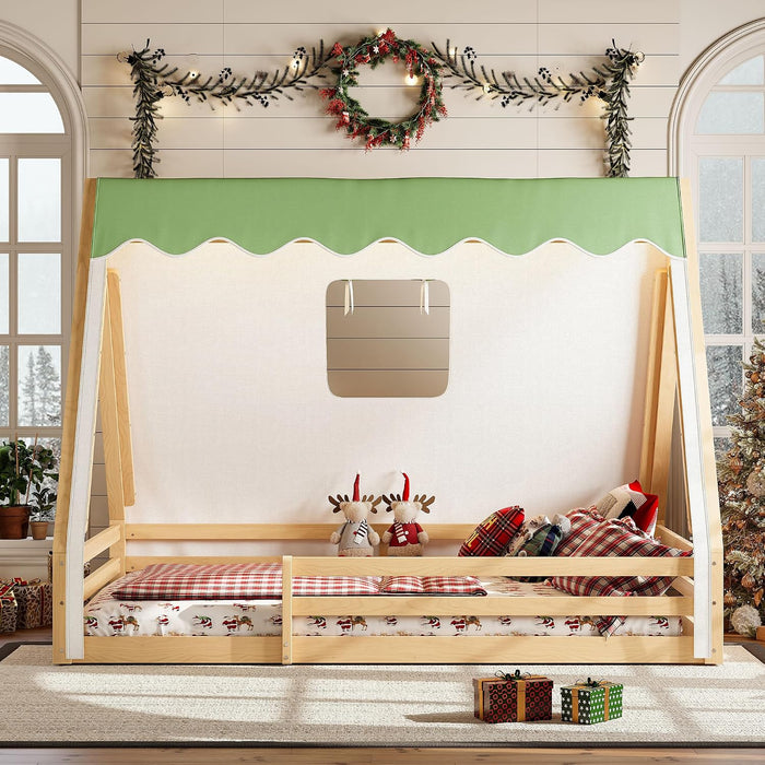 Full Size Premium Montessori Solidwood Floorbed Canopy