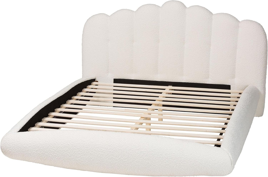 Grenier Boucle Fabric Floating Bed, King, Cream