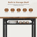 Extendable Dining Table Set for 4 with Built-In Shelf Rack Brown