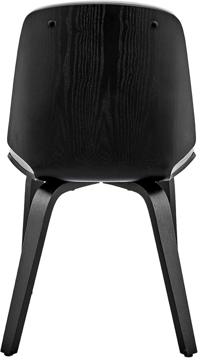 Brinley Mid Century Modern Gray Faux Leather and Black Wood Dining Room Accent Side Chair for Kitchen Table Desk Vanity