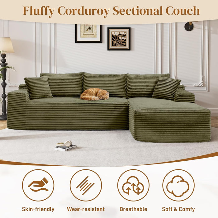 95 Inch Boneless Cloudlike Sectional Sofa MemoryFoam