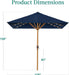 Best Choice Products 9Ft Deep Square Solar Powered LED Lighted Patio Umbrella W/Woodgrain Pattern, Uv-Resistant Fabric, Hand Crank - Navy Blue