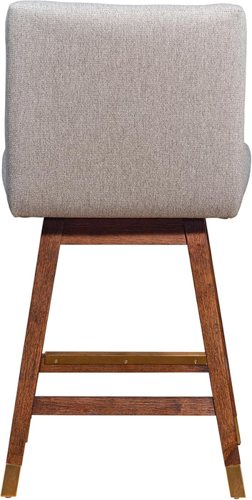 Basila Modern Farmhouse 26" Seat Height Swivel Bar Stool for Kitchen Island Counter in Brown Oak Wood with Taupe Fabric