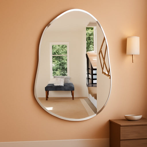 Irregular Wall Miror,36X24 Asymmetrical Frameless Bathroom Mirror