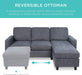 Blue/Gray Sectional Sofa with Chaise Lounge