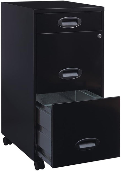 3 Drawers 29.52" Vertical Black Metal Filing Cabinet Lockable Pre-Assembled Movable Letter Size for Home, Office