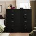 48" Tall Dresser for Bedroom Chest of Drawers with Power Outlets Wood 6 Drawers Dresser with Large Storage Space and Metal Handles Modern Closet Storage Drawer for Living Room Hallway Black