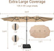 15Ft Patio Umbrella with Base, 10-Year-No-Fade Large Outdoor Double-Sided Market Umbrella with Upf50+Terylene Polyester Fabric and Crank for Poolside Garden Deck Backyard Beach Pools
