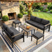 Patio Furniture Set 7 Seats and Coffee Table, 5 Pieces Patio Conversation Set with Thick Cushion, Ottomans, Deluxe Aluminum Modern outside Sectional for Porch, Balcony, Deck, Yard, Dark Gray