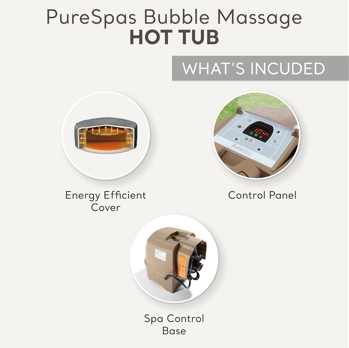 28427EP Purespa Bubble Massage Spa Set: Includes Energy Efficient Spa Cover – Push Button Control Panel – 140 Bubble Jets – 6 Person Capacity – 85" X 28"