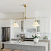 Linear Chandelier, Modern Chandelier for Dining Room Light Fixture, Dining Light Fixtures with Milk Glass Shade Pendant Lights Kitchen Island for Restaurant, Living Room (Gold, 2-Lights)
