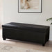 Storage Faux Leather Ottoman, 47 Inch Bench Bedroom Bench with Safety Close Hinge, Extra Long Ottoman with Storage for Living Room, Entryway, Hallway, Foot Rest, Support 300Lbs - Black