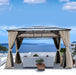10X12 Gazebo, Hardtop Gazebo, Single Roof Pergolas Metal Aluminum Frame UV 50+ Outdoor Canopy with Mosquito Netting and Curtains, Outdoor Shelter for Garden, Lawn, Backyard