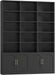 82.3" Triple Wide Bookshelf, Tall Bookcase with 4 Doors, Black