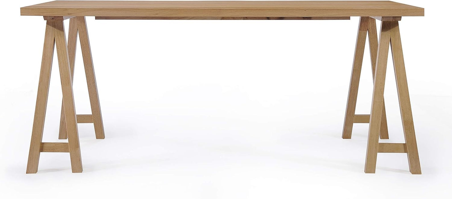 Abraham Mid-Century Modern 7 Piece Dining Set with A-Frame Table, Light Beige + Natural Oak